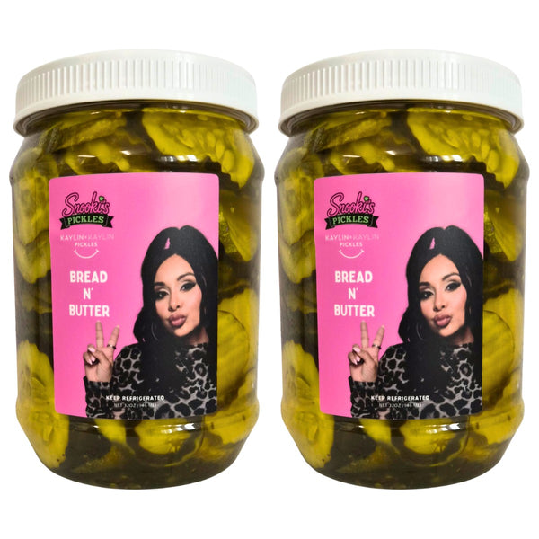 Two jars of Snooki's Bread n' Butter Pickles