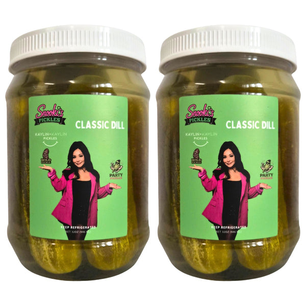 Two jars of Snooki's Classic Dill Pickles