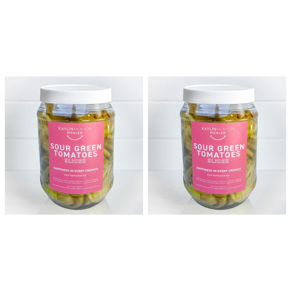 Two jars of Pickled Green Tomatoes: Slices