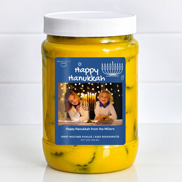 Happy Hanukkah custom pickle jar