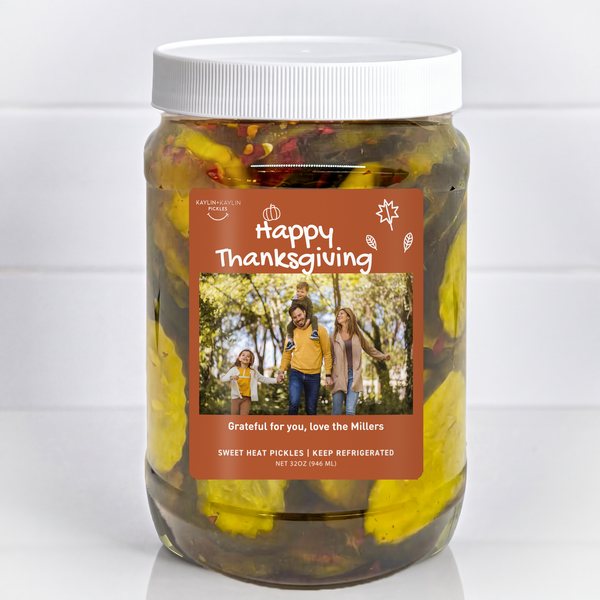 Happy Thanksgiving custom pickle jar